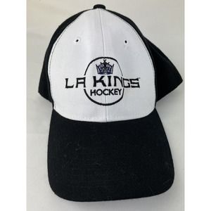 LA KINGS HOCKEY Cap Hat - Black White - Crown Logo - Adjustable